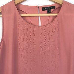 Feminine Dusty Pink Corpcore Sleeveless Top Front Cut Detail Flowy Medium
